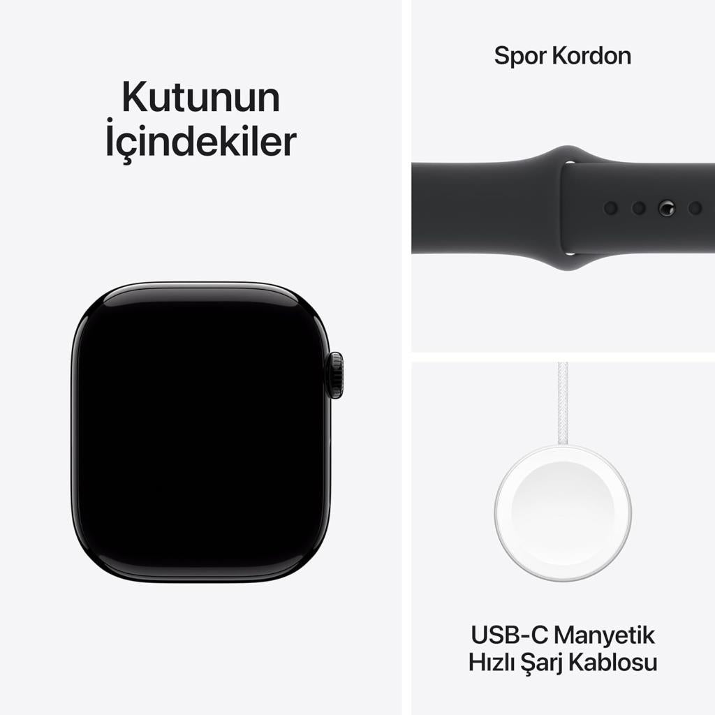 Apple Watch Series 10 GPS + Cellular 46mm Simsiyah Alüminyum Kasa ve Siyah Spor Kordon Akıllı Saat Outlet (Açıklamayı Okuyunuz)