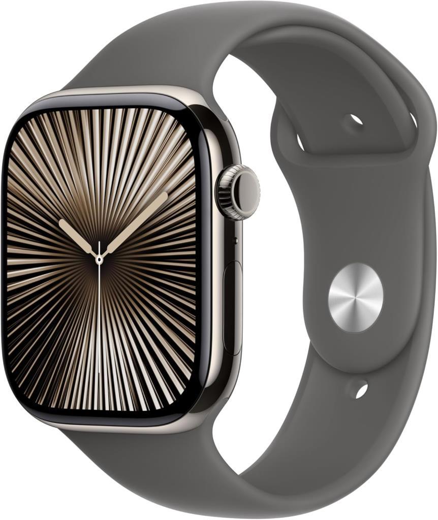 Apple Watch Series 10 GPS + Cellular 46mm Natürel Titanyum Kasa ve Taş Grisi Spor Kordon Akıllı Saat Teşhir (Açıklamayı Okuyunuz)