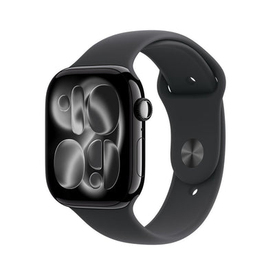 Apple Watch Series 11 GPS 46 mm Simsiyah Alüminyum Kasa Akıllı Saat ve Siyah Spor Kordon - M/L. Uyku Skoru, Fitness Takibi, Sağ