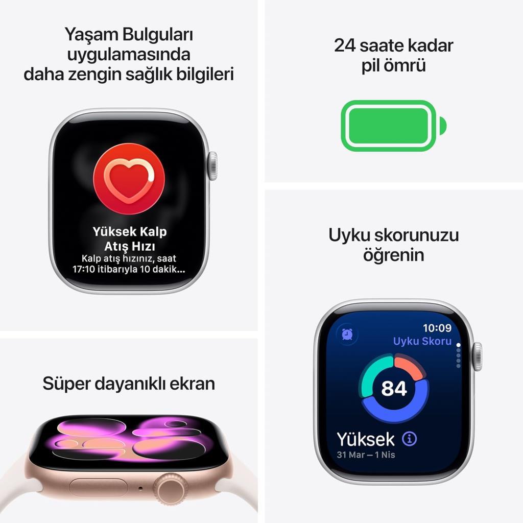 Apple Watch Series 11 GPS 46mm Uzay Grisi Alüminyum Kasa ve Siyah Spor Kordon Akıllı Saat Outlet (Açıklamayı Okuyunuz)