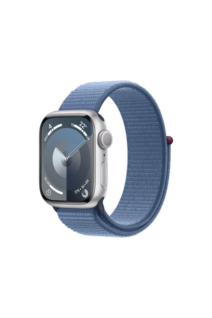 Apple Watch Series 9 GPS 41mm Gümüş Alüminyum Kasa ve Buz Mavisi Spor Loop - OUTLET