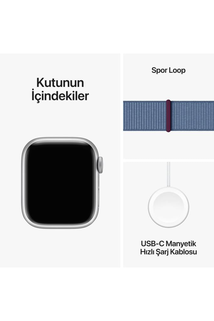 Apple Watch Series 9 GPS 41mm Gümüş Alüminyum Kasa ve Buz Mavisi Spor Loop - OUTLET