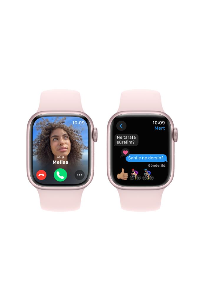 Apple Watch Series 9 GPS 41mm Pembe Alüminyum Kasa ve Uçuk Pembe Spor Kordon - M/L - OUTLET