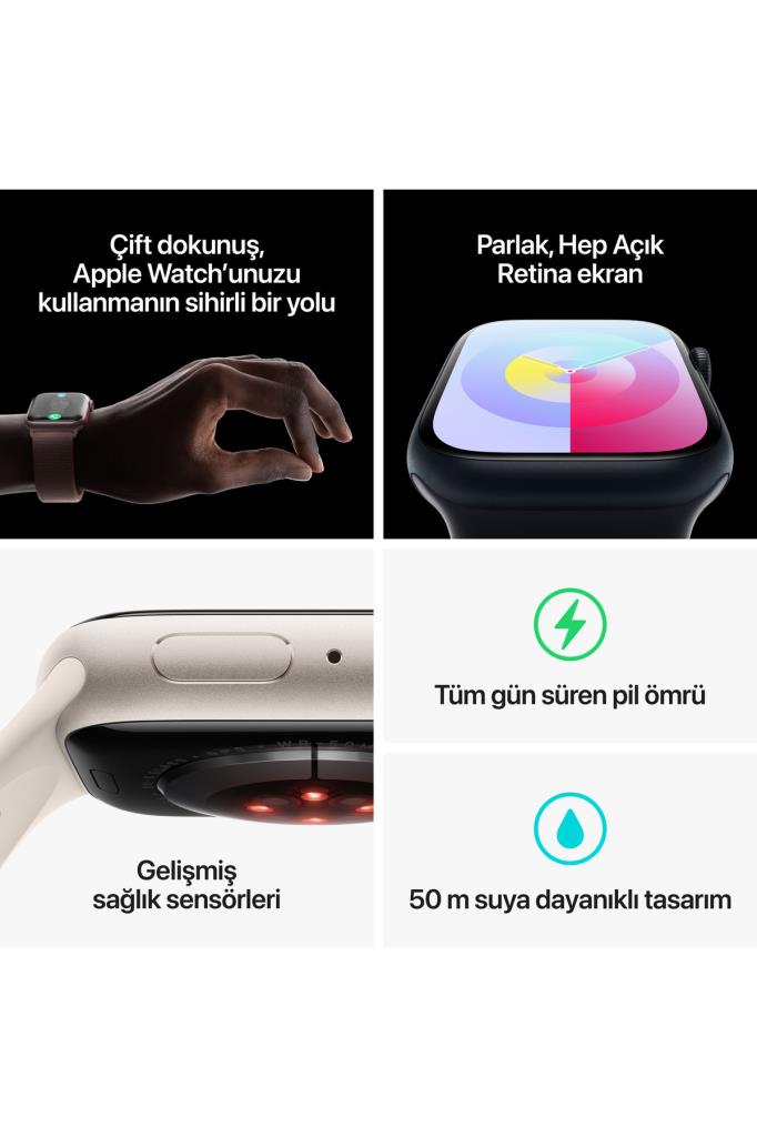 Apple Watch Series 9 GPS 41mm Pembe Alüminyum Kasa ve Uçuk Pembe Spor Kordon - M/L - OUTLET