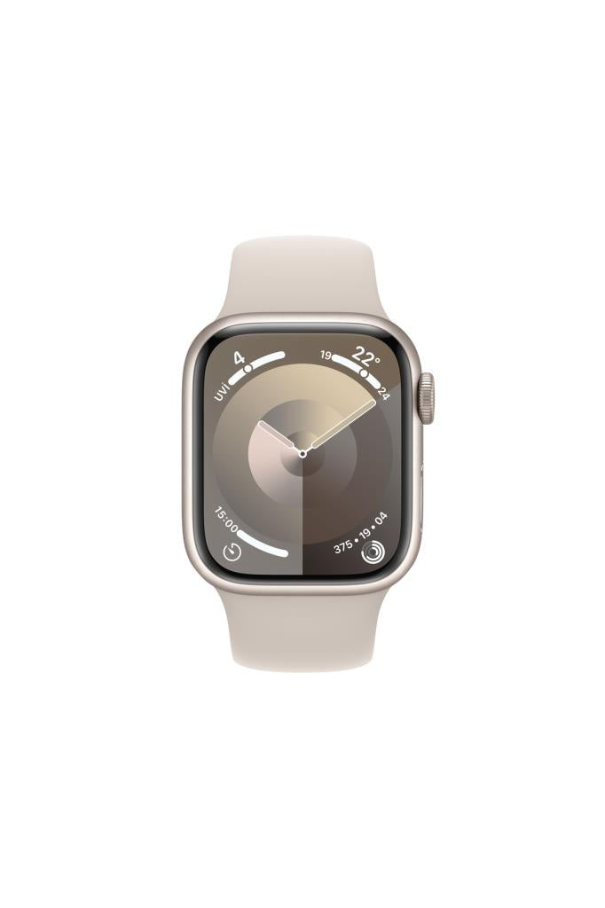 Apple Watch Series 9 GPS 41mm Yıldız Işığı Alüminyum Kasa ve Yıldız Işığı Spor Kordon - S/M