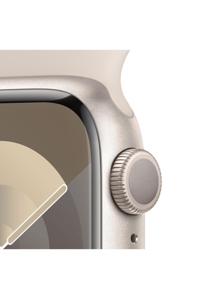 Apple Watch Series 9 GPS 41mm Yıldız Işığı Alüminyum Kasa ve Yıldız Işığı Spor Kordon - S/M