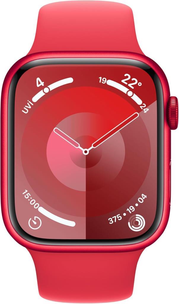 Apple Watch Series 9 GPS 45mm Alüminyum Kasa ve Kırmızı Spor Kordon Akıllı Saat Teşhir (Açıklamayı Okuyunuz)
