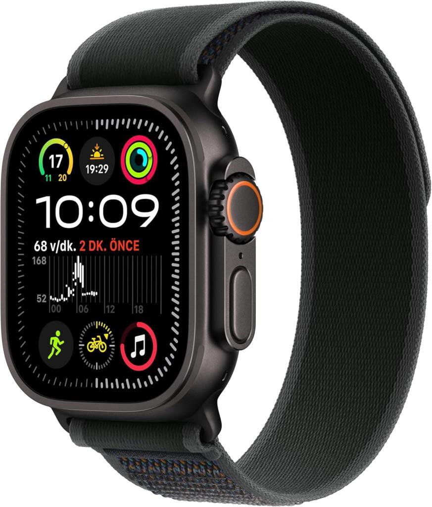 Apple Watch Ultra 2 GPS + Cellular 49mm Siyah Titanyum Kasa ve Siyah-Trail Loop Kordon Akıllı Saat (Apple Türkiye Garantili)