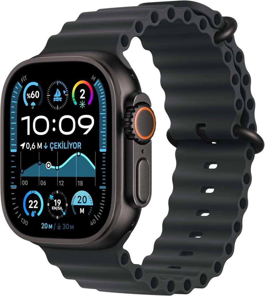 Apple Watch Ultra 2 GPS + Cellular 49mm Siyah Titanyum Kasa ve Siyah-Ocean Kordon Akıllı Saat
