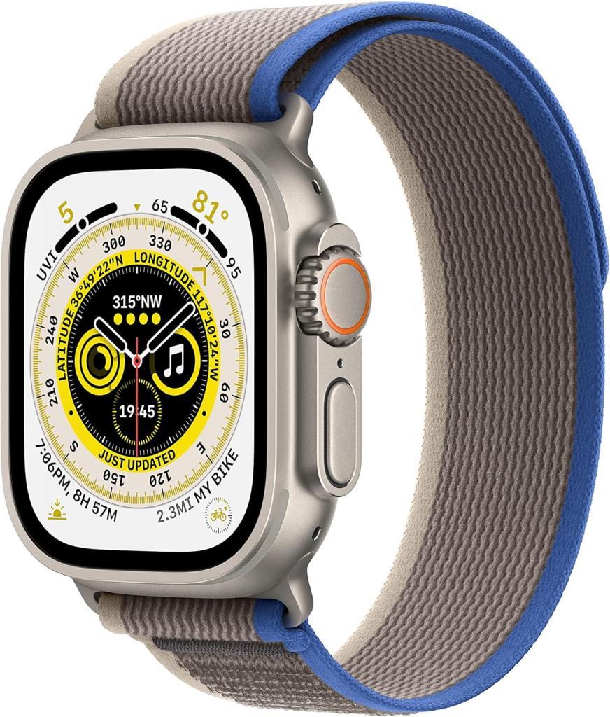 Apple Watch Ultra GPS + Cellular 49mm Titanyum Kasa ve Mavi-Gri-Trail Akıllı Saat Teşhir