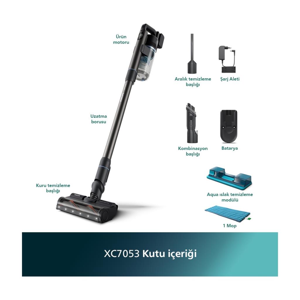 Aqua 7000 Serisi Kablosuz Dikey Süpürge XC7053/01