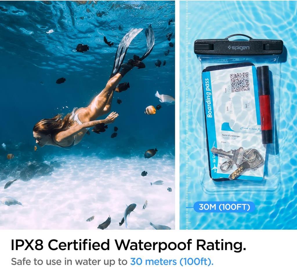 Spigen Aqua Shield Floating WaterProof Universal (Tüm Cihazlarla Uyumlu) IPX8 Sertifikalı Su Geçirmez Yüzer Kılıf Teşhir