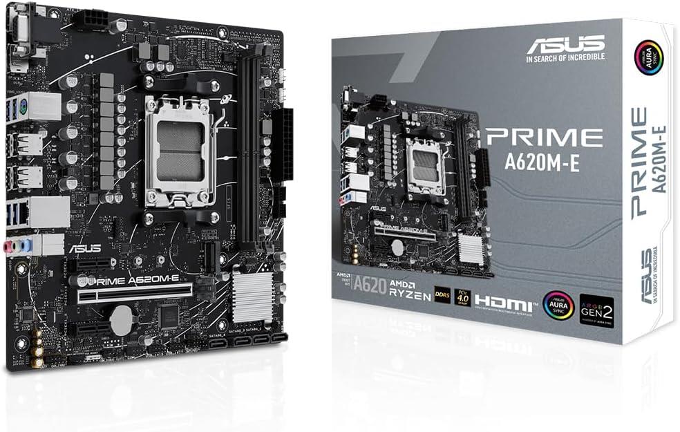 ASUS PRIME A620M-E AMD A620 AM5 DDR5 6400 DP HDMI VGA M2 USB3.2 AURA RGB mATX, Anakart Outlet