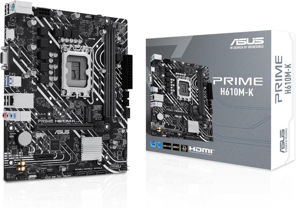 ASUS PRIME H610M-K Intel H610 LGA1700 DDR5 5600 HDMI VGA M2 USB3.2 mATX 96GB’a kadar RAM desteği, ASUS 5X PROTECTION III Teşhir