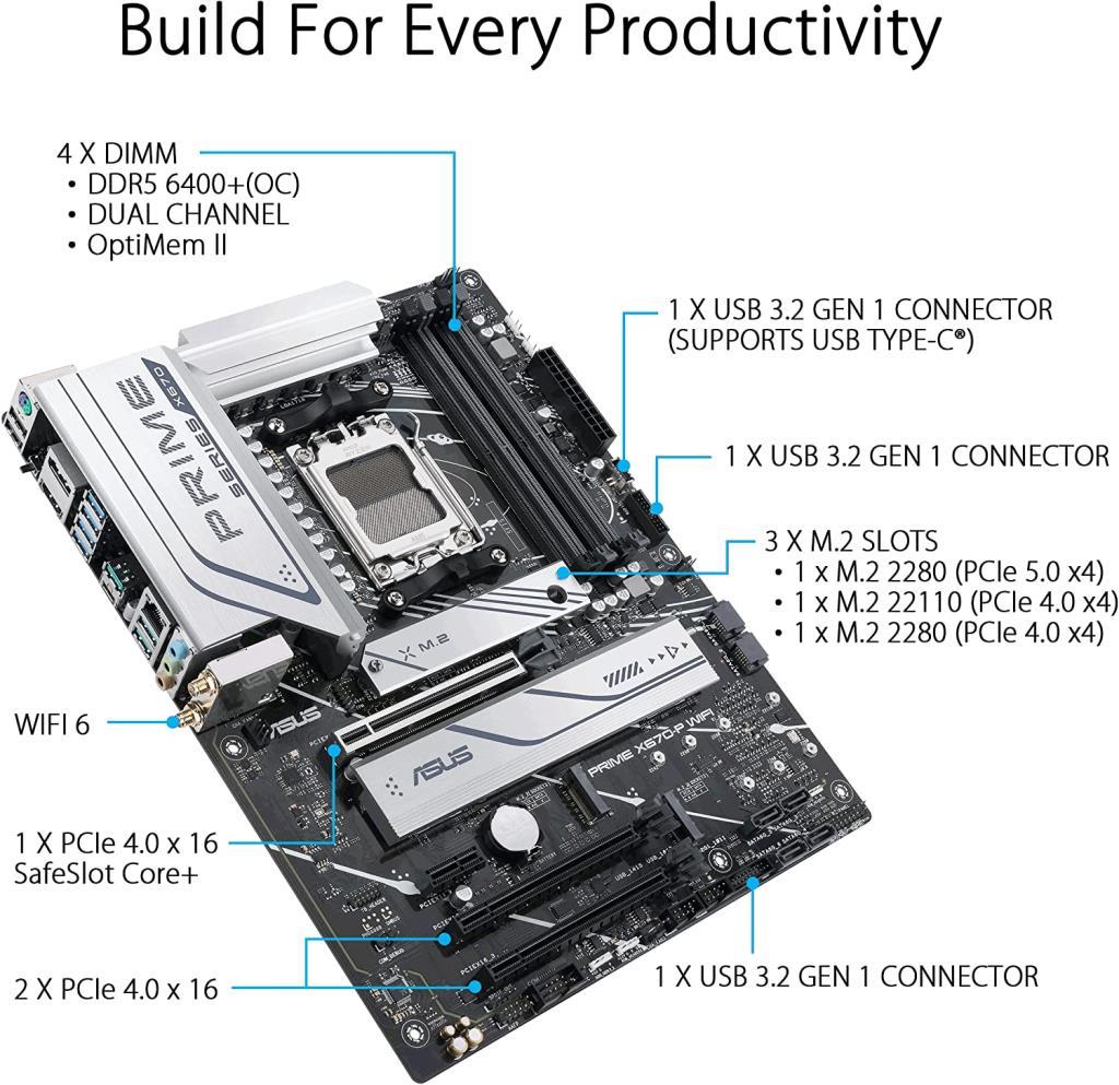 Asus Prime X670-P Wi-Fi AMD AM5 DDR5 ATX Anakart - TEŞHİR