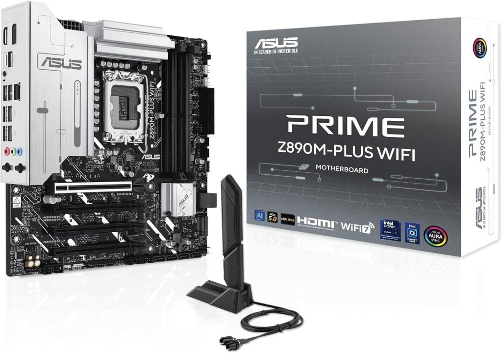 ASUS PRIME Z890M-PLUS WIFI Intel Z890 LGA1851 DDR5 8400 DP HDMI Type-C 3x M2 USB3.2 WiFi 7 + BT AURA RGB 2.5Gbit LAN mATX 10+1+2+1 Güç Aşamaları, AI Teknolojileri, GlideX Anakart Outlet