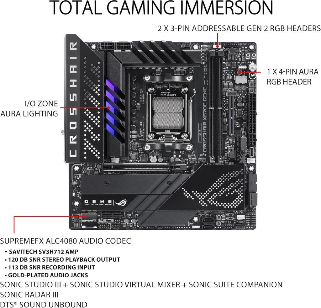 Asus ROG Crosshair X670E Gene AMD AM5 DDR5 Micro ATX Anakart - OUTLET