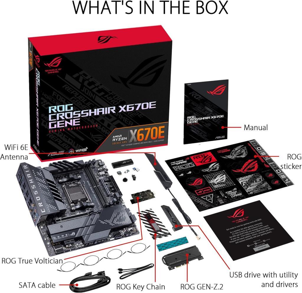 شاشة اللوحة الأم Asus Rog Crosshair X670E Gene AMD AM5 DDR5 Micro ATX