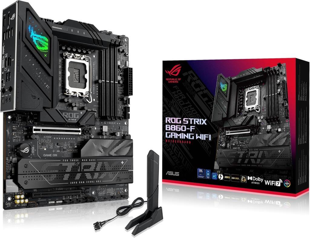 ASUS ROG Strix B860-F Gaming WiFi ATX anakart, Gelişmiş AI PC'ye hazır, 16+1+2+1 güç aşamaları, DDR5 yuvaları, PCIe 5.0, dört M.2 yuvası, WiFi 7, Aura Sync RGB aydınlatma