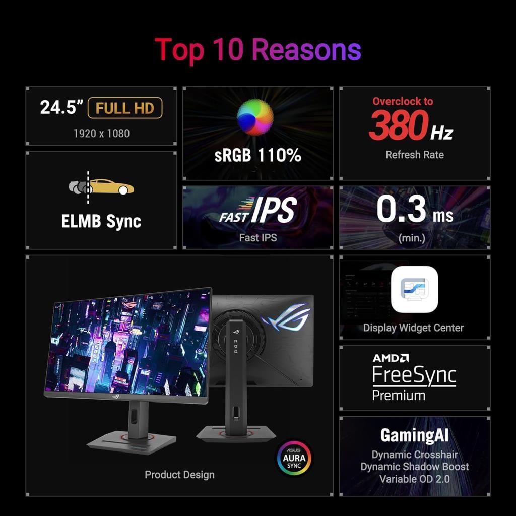 Asus ROG Strix XG259QNG 24.5" 0.3 ms Full HD Pivot IPS 380 Hz Oyuncu Monitörü Outlet