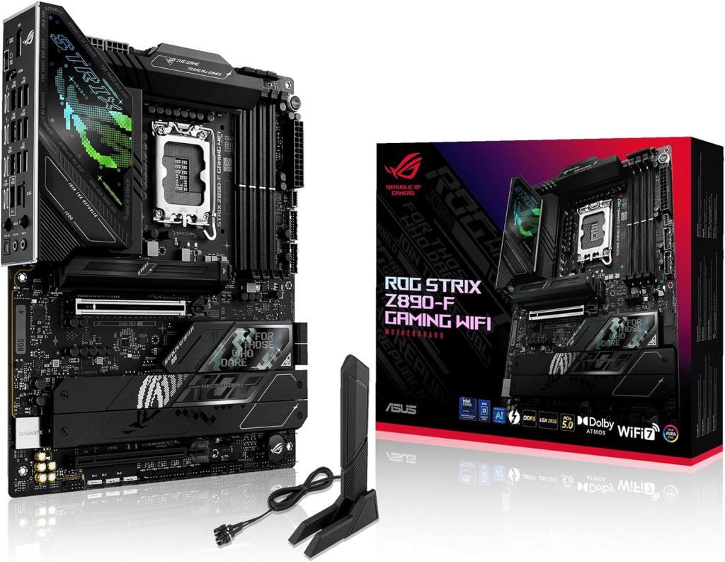 ASUS ROG STRIX Z890-F GAMING WIFI Intel Z890 LGA1851 DDR5 8600 DP HDMI 2xUSB4 5x M2 USB3.2 WiFi 7 + BT AURA RGB 2.5Gbit LAN ATX 16+1+2+2 Güç Aşamaları, Thunderbolt 4, DIMM FIT, M.2 Q-Release Anakart Teşhir