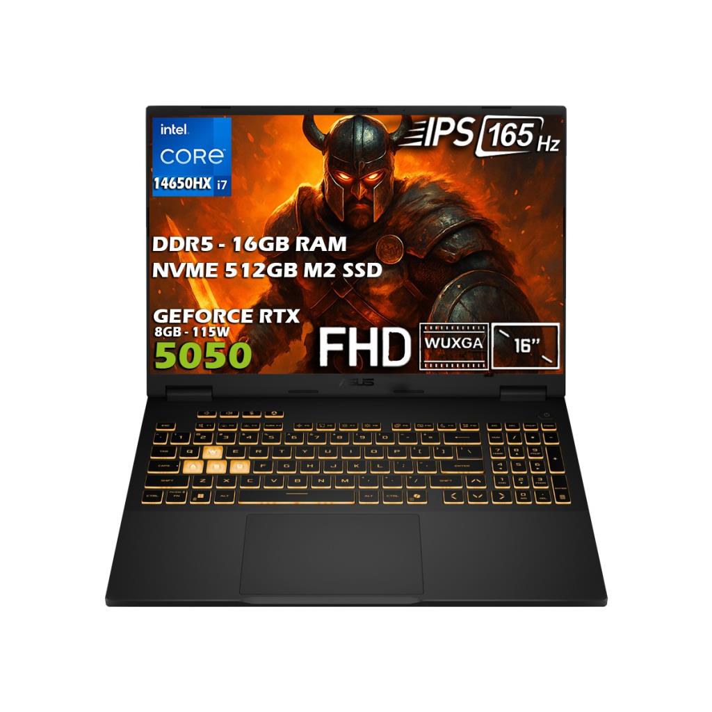 Asus TUF Gaming F16 FX608JHR-RV048 i7-14650HX 16 GB 512 GB SSD RTX5050 16" WUXGA Gaming Laptop - OUTLET