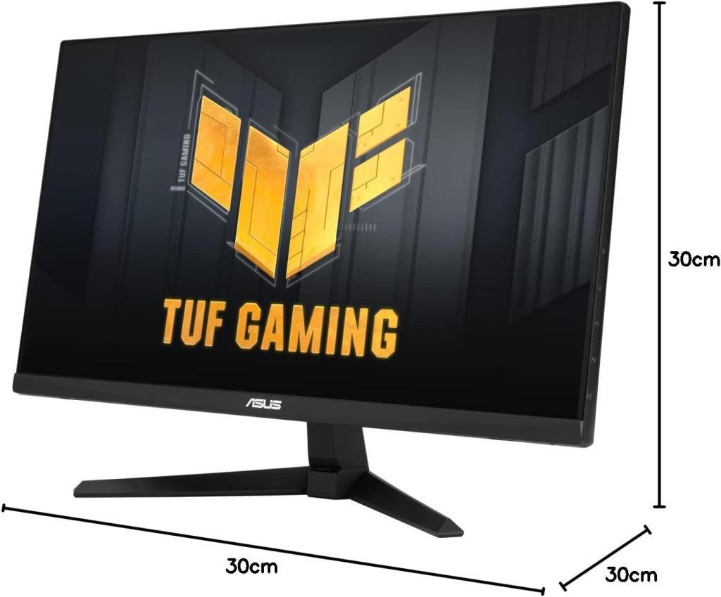 شاشة ألعاب ASUS TUF Gaming VG249QM1A مقاس 23.8 بوصة بدقة Full HD IPS ومعدل تحديث 270 هرتز، معروضة للعرض
