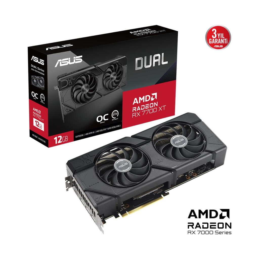 Asus RX 7700 XT Dual OC DUAL-RX7700XT-O12G 192 Bit GDDR6 12 GB Ekran Kartı