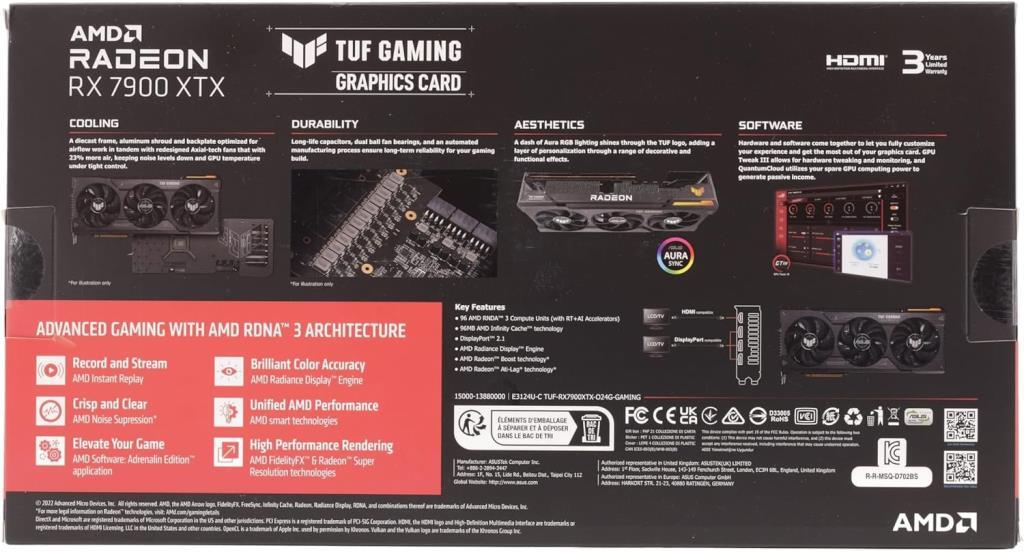 Asus RX 7900 XTX Tuf Gaming OC Edition TUF-RX7900XTX-O24G-GAMING 384 Bit GDDR6 24 GB Ekran Kartı Outlet
