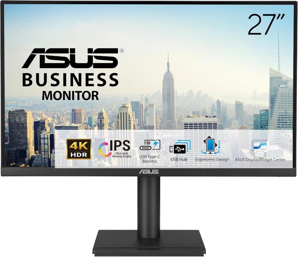 شاشة Asus VA27UCPS بحجم 27 بوصة وزمن استجابة 5 مللي ثانية ودقة 4K وتقنية IPS ومعدل تحديث 60 هرتز قابلة للدوران - معروضة للبيع