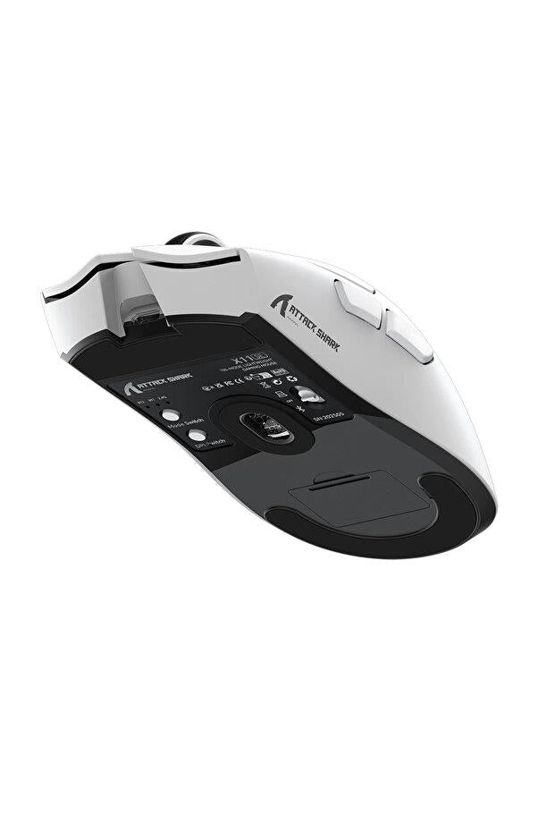 Attack Shark X11SE Beyaz Şarjlı Makrolu Ergonomik Optik Kablolu/Kablosuz Oyuncu Mouse