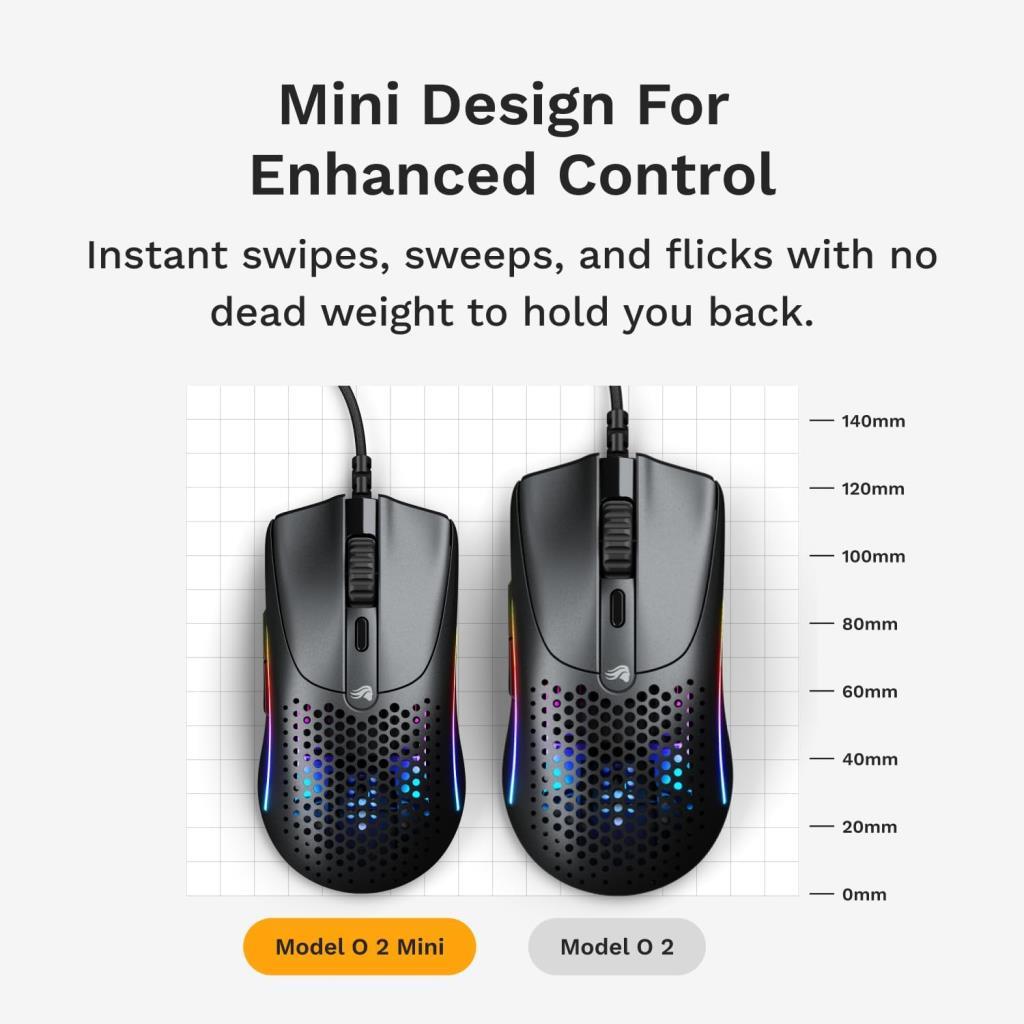 Glorious Model O 2 Mini GLO-MS-OMV2-MB Siyah RGB Optik Kablolu Oyuncu Mouse - TEŞHİR