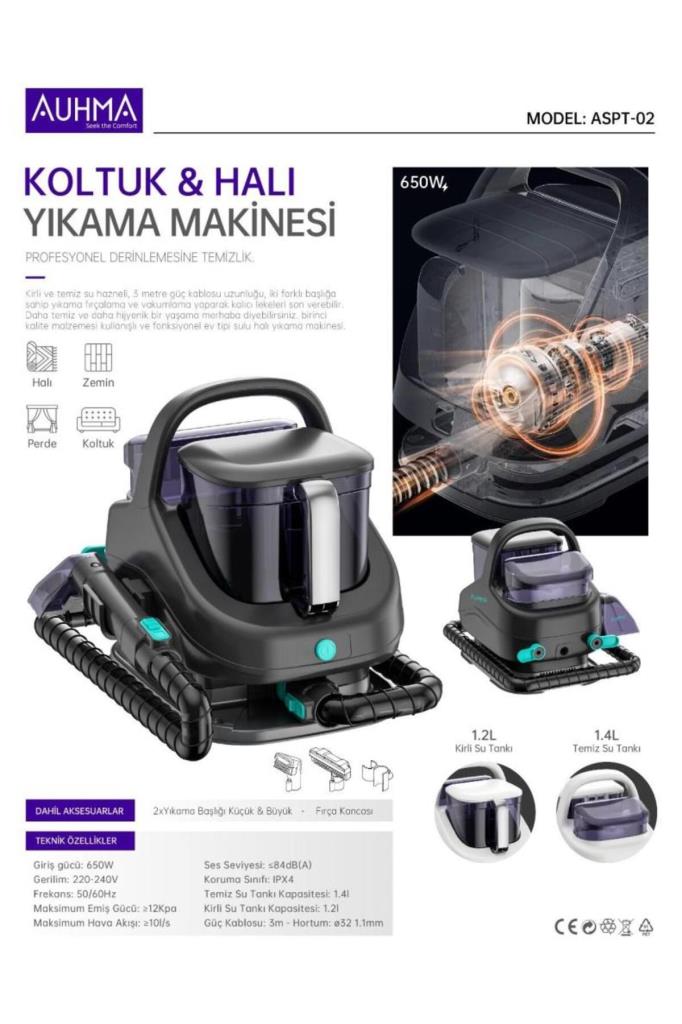 Auhma ASPT-02 Siyah Koltuk ve Halı Yıkama Makinesi Teşhir