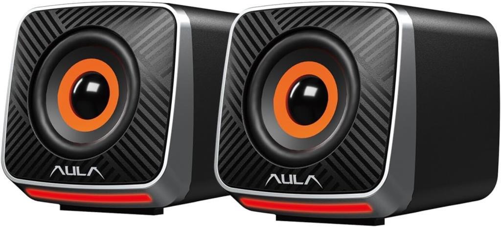 AULA A200 RGB Işıklı 6W Gaming Bilgisayar Hoparlörü, 3.5 mm Jack, Siyah - Teşhir