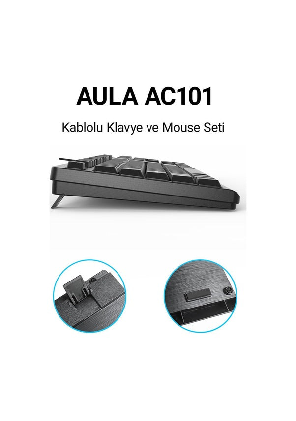 Aula AC101 Kablolu Klavye Mouse Seti - OUTLET