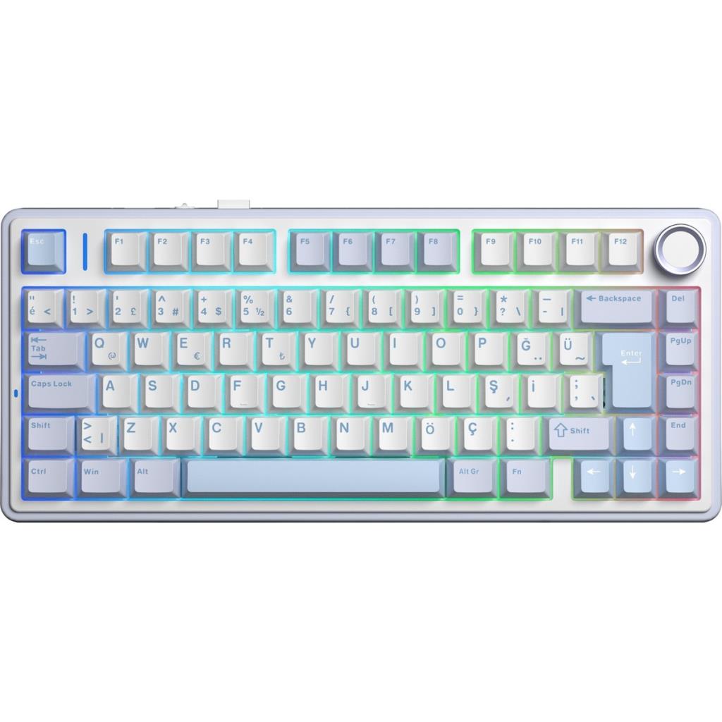 Aula F75 Mavi RGB %75 TKL GrayWood V4 Switch Kablolu/Kablosuz Mekanik Oyuncu Klavyesi Outlet