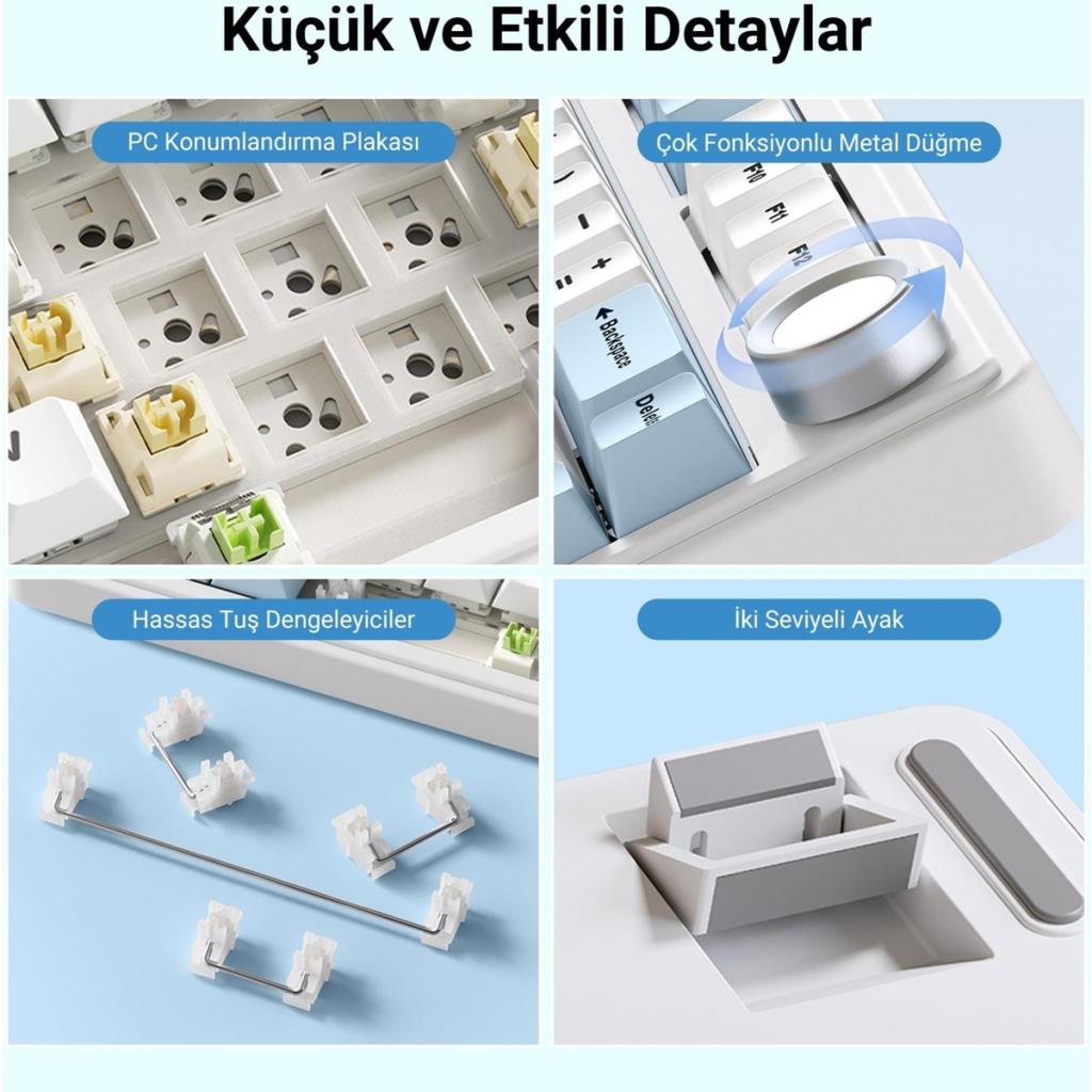 Aula F75 RGB TKL V3 Linear Switch Kablolu/Kablosuz Mekanik Oyuncu Klavyesi Outlet