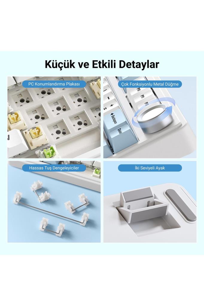 Aula F75 Bej RGB %75 TKL Gray Switch Kablolu/Kablosuz Mekanik Oyuncu Klavyesi Teşhir