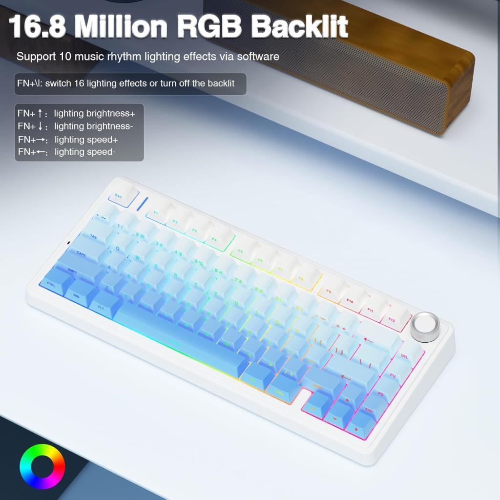 Aula F75 Mekanik Rgb Tkl Seiya Switch Kablosuz Makrolu Hot Swap Klavye Gradyan Mavi - OUTLET