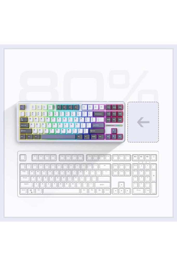 Aula F87 Mekanik Rgb Tkl Graywood V3 Switch Kablosuz Makrolu Hot Swap Klavye Turuncu