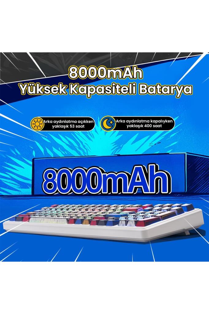 Aula F99 Comic RGB GrayWood V3 Switch Kablolu/Kablosuz Mekanik Oyuncu Klavyesi Outlet