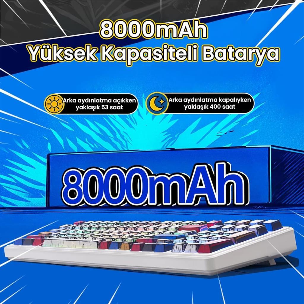 Aula F99 Comic RGB GrayWood V3 Switch Kablolu/Kablosuz Mekanik Oyuncu Klavyesi