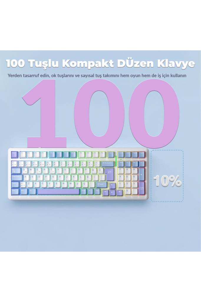 Aula F99 RGB GrayWood V4 Switch Kablolu/Kablosuz Mekanik Oyuncu Klavyesi Outlet