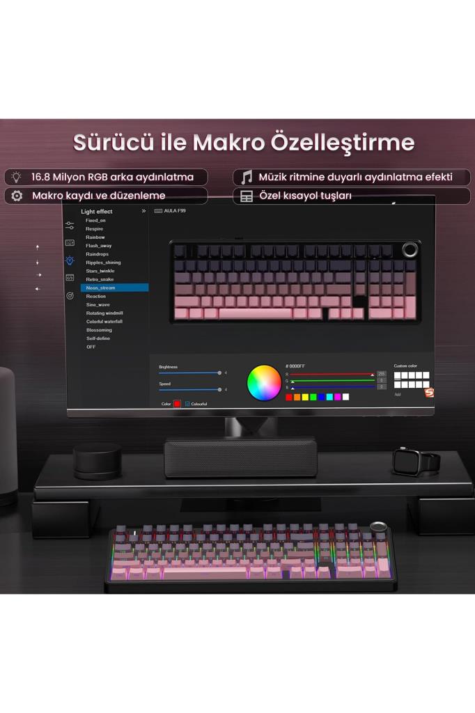 Aula F99 Pro RGB %99 Reaper Switch Kablolu/Kablosuz Mekanik Oyuncu Klavyesi Outlet
