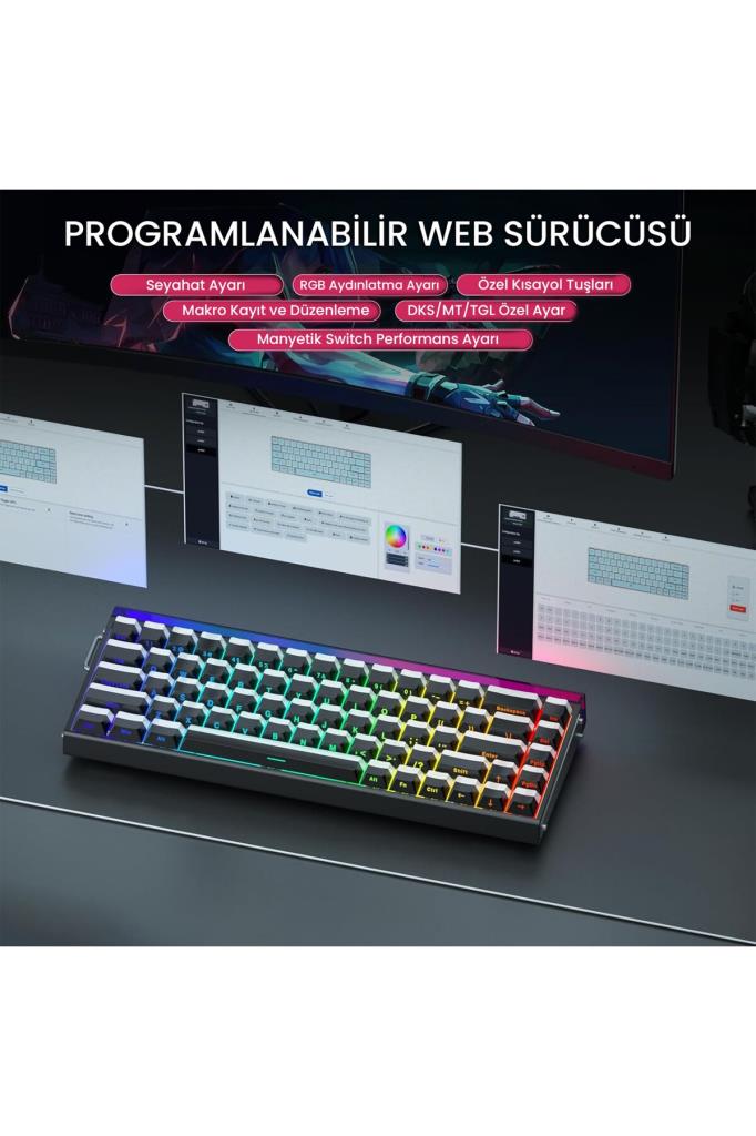 Aula Hero 68 HE Siyah RGB %65 TKL Jade King Switch Kablolu Mekanik Oyuncu Klavyesi Teşhir