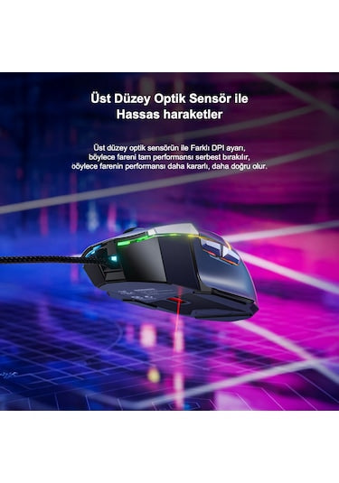 Aula S12 Pro Siyah Makrolu Ergonomik Optik Kablolu Oyuncu Mouse - OUTLET