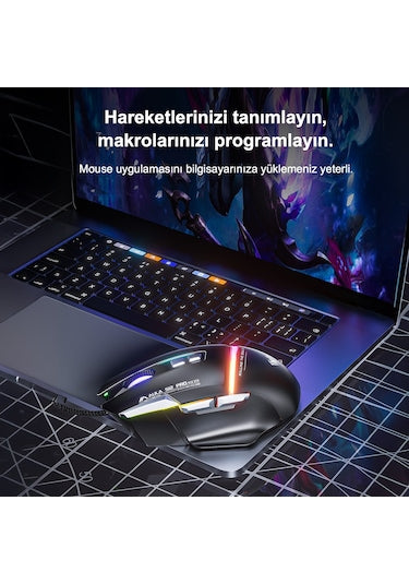 Aula S12 Pro Siyah Makrolu Ergonomik Optik Kablolu Oyuncu Mouse - OUTLET