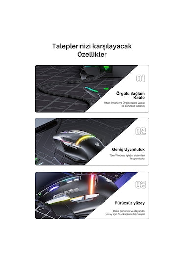 Aula S12 Pro Siyah Makrolu Ergonomik Optik Kablolu Oyuncu Mouse - OUTLET