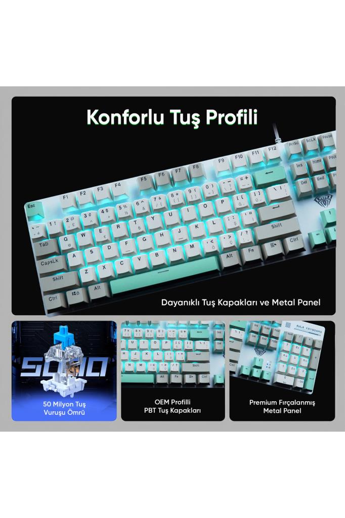 Aula S500 RGB %100 Brown Switch Kablolu Mekanik Oyuncu Klavyesi Outlet