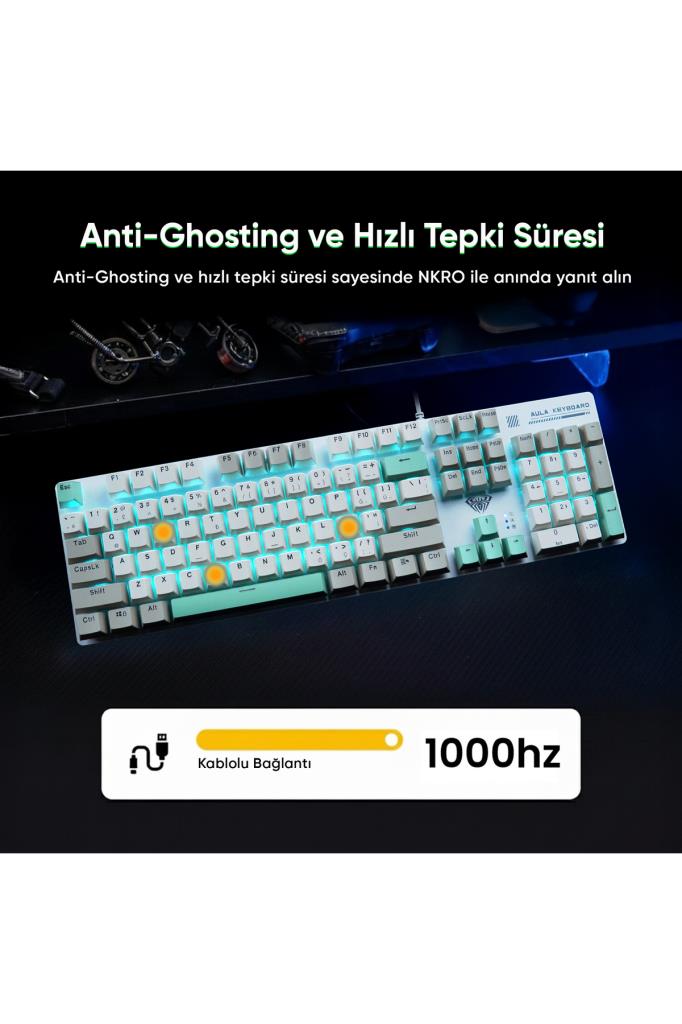 Aula S500 RGB %100 Brown Switch Kablolu Mekanik Oyuncu Klavyesi Outlet